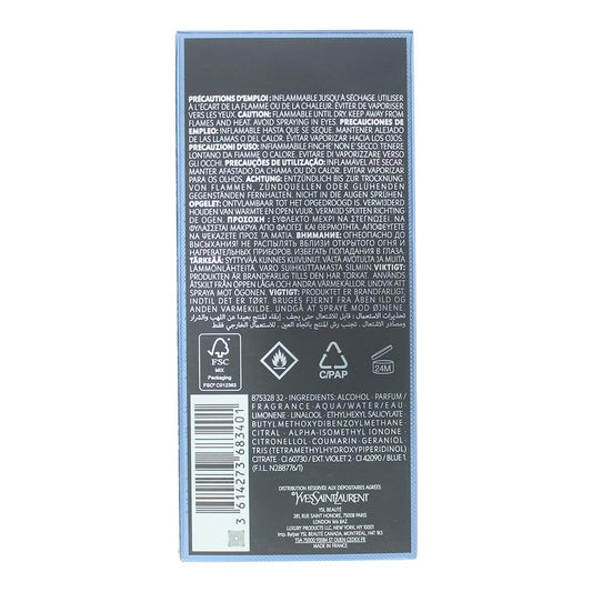 Back label of a perfume bottle with text and symbols on a white background