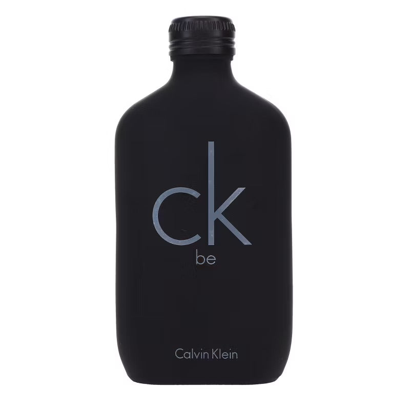 Black Calvin Klein perfume bottle on a white background