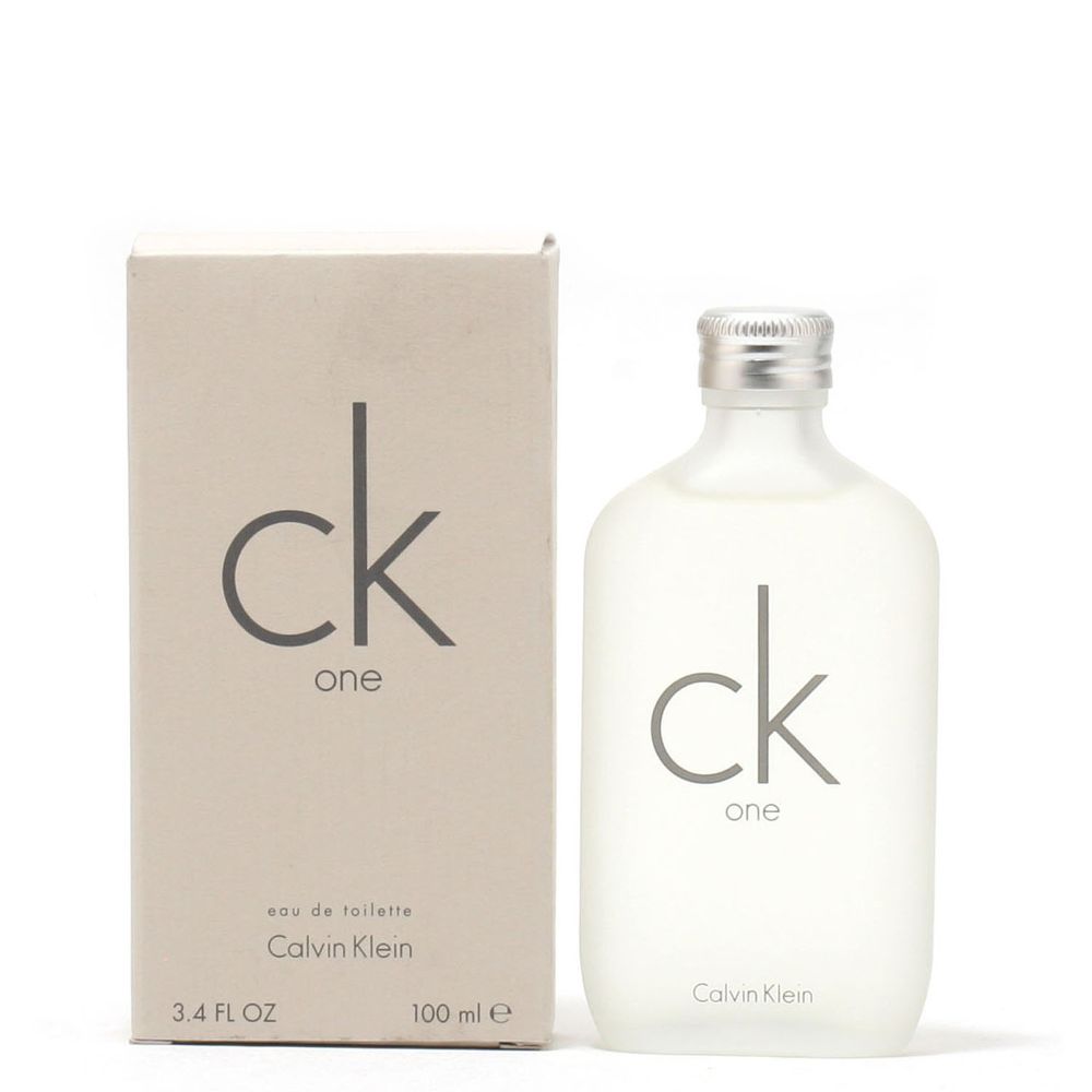 Calvin Klein CK One perfume bottle and packaging on a white background