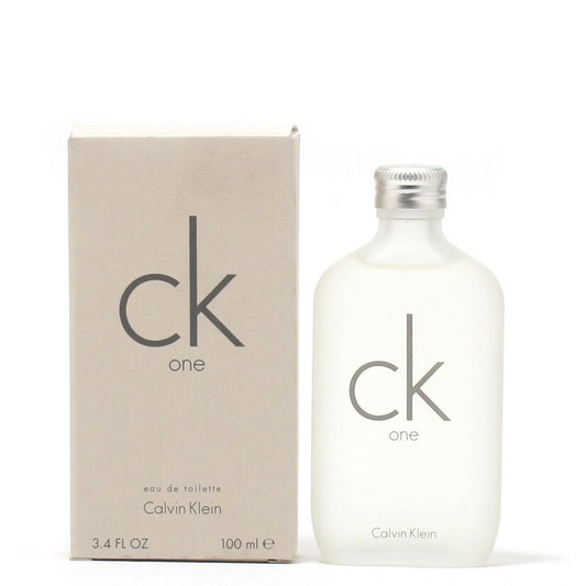Calvin Klein CK One perfume bottle and packaging on a white background
